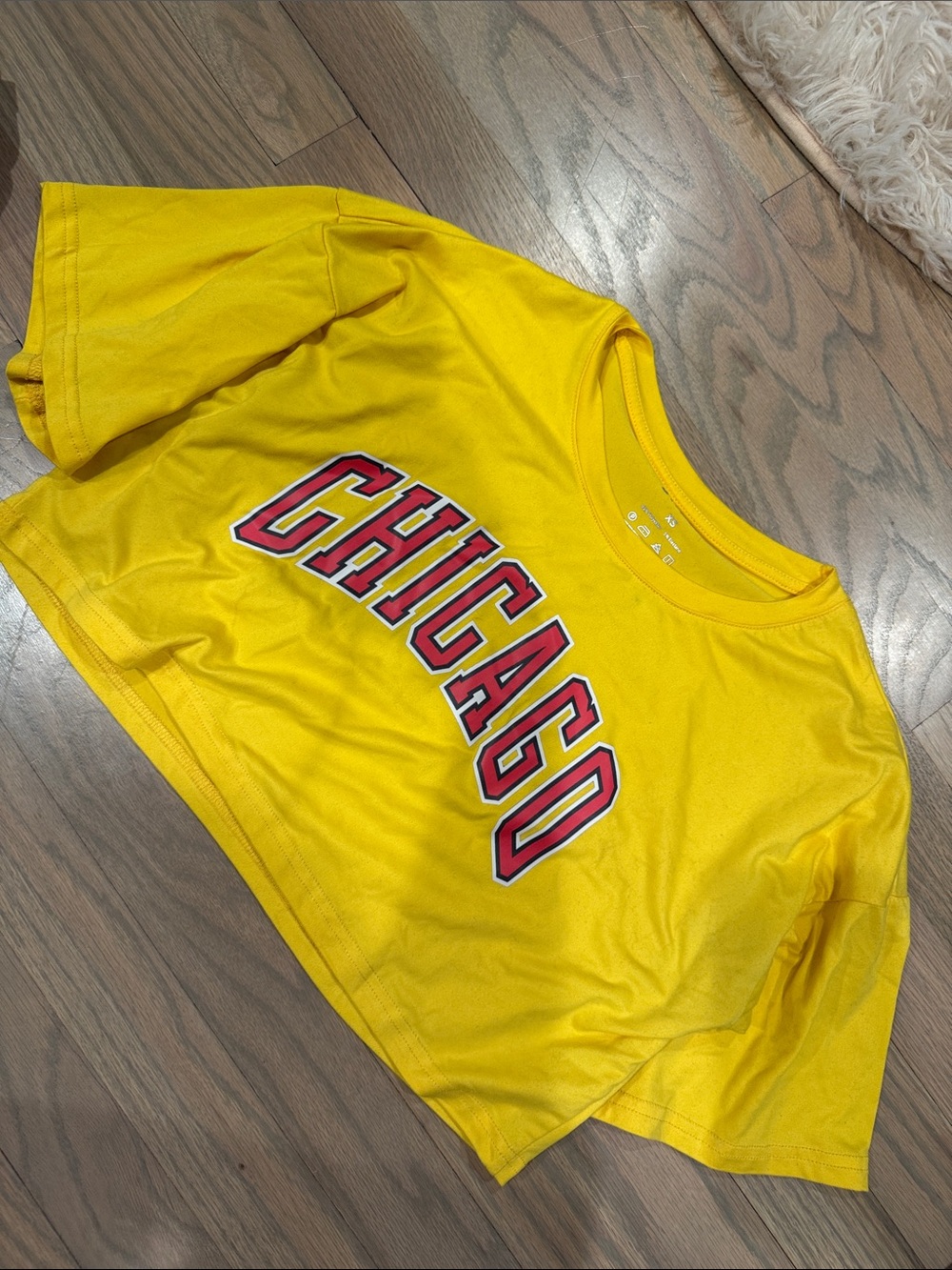 SHEIN Yellow 'CHICAGO' Cropped Graphic Tee